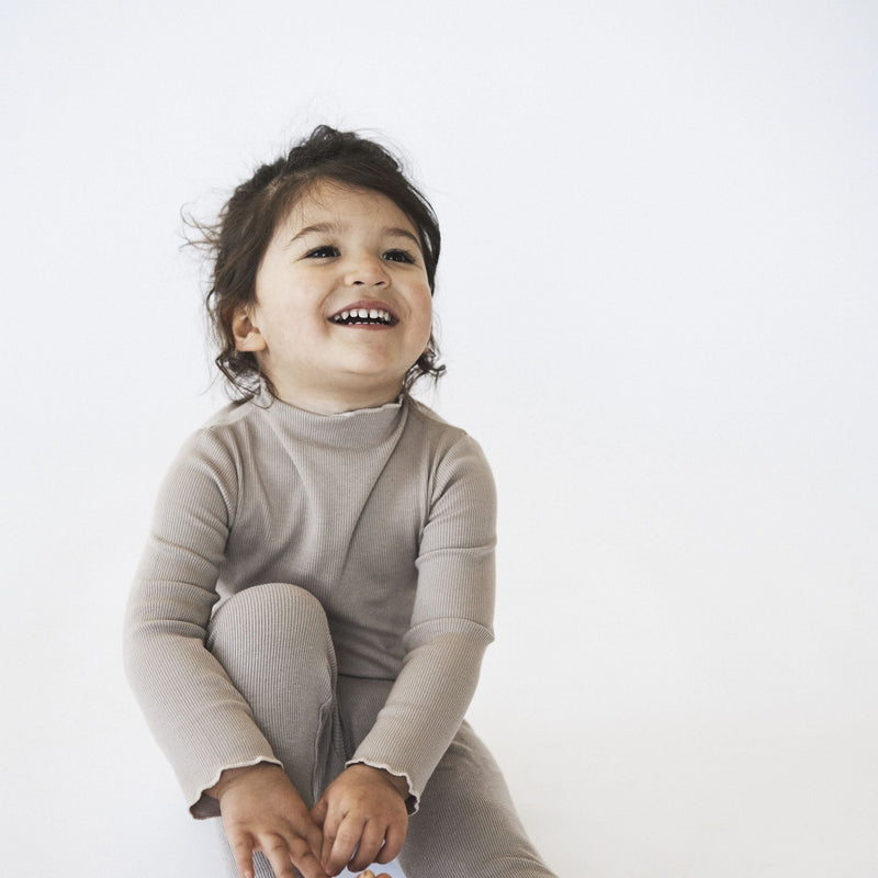 Baby Rib Mock Neck Long Sleeve Top